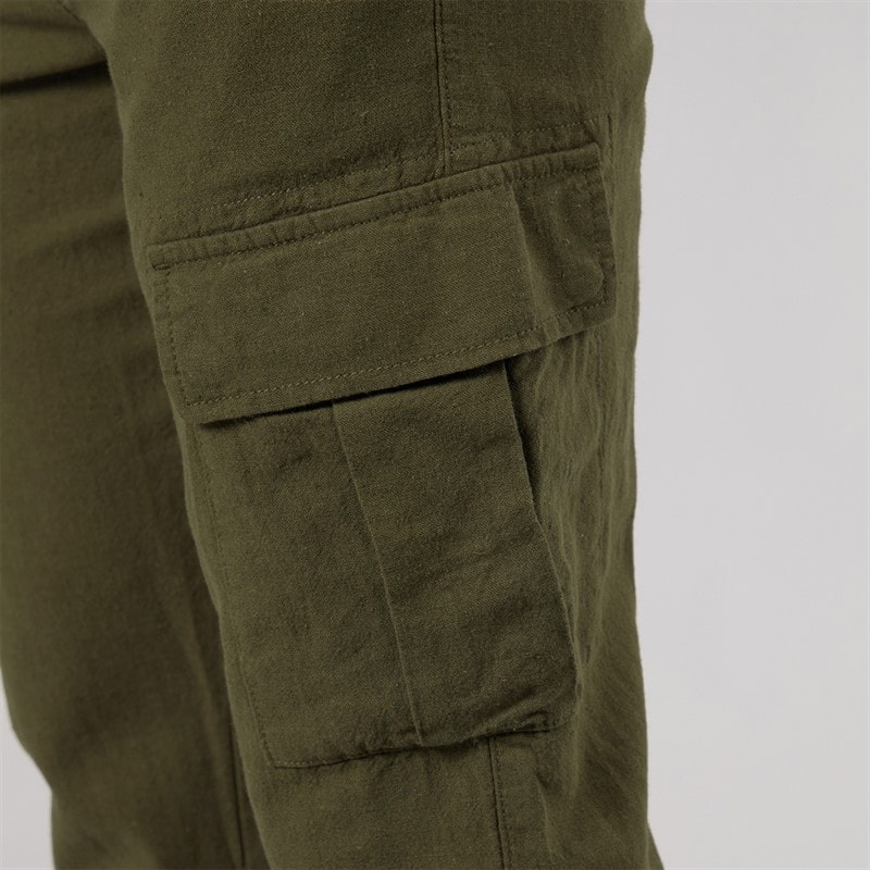 Tokyo Laundry Mens Idas Linen Cargo Trousers Olive - Image 4
