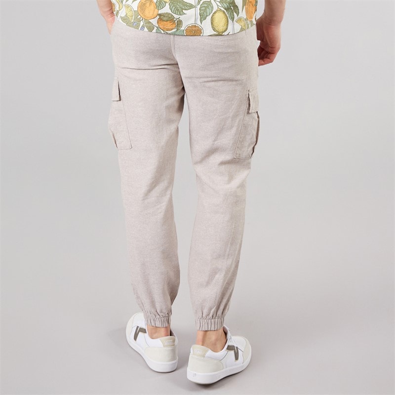 Tokyo Laundry Mens Idas Linen Cargo Trousers Sand - Image 2