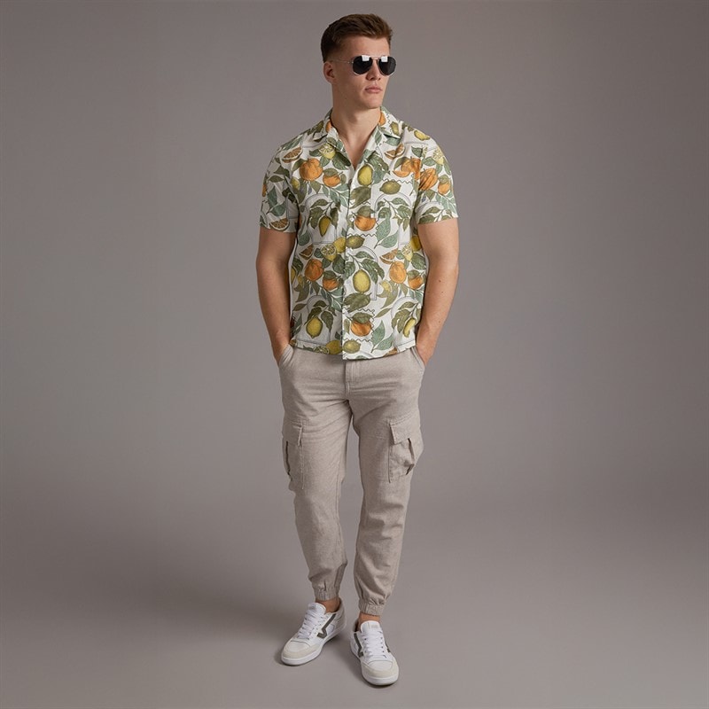 Tokyo Laundry Mens Idas Linen Cargo Trousers Sand - Image 3