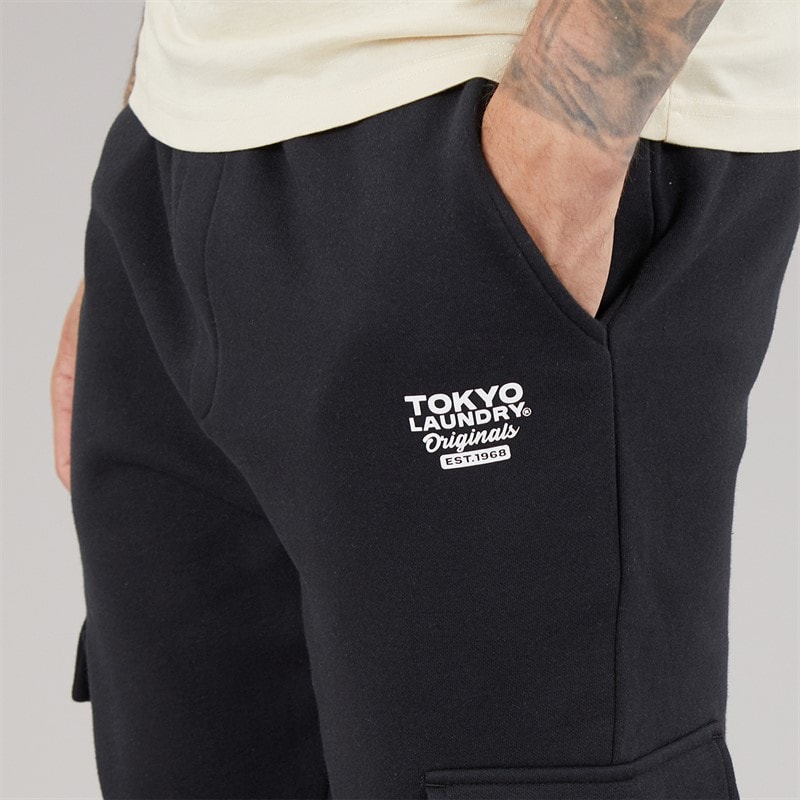 Tokyo Laundry Mens Collymore Joggers Jet Black - Image 3