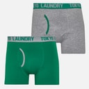 Tokyo Laundry Mens Westhope Two Pack Boxers Light Grey Marl/Bosphorus