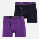 Tokyo Laundry Mens Westhope Two Pack Boxers Sky Captain Navy/Plum Jam
