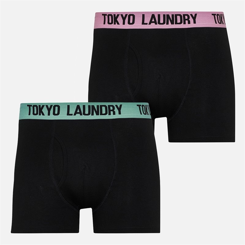 Tokyo Laundry Mens Winders 2 Two Pack Boxers Sachet Pink/Dusty Jade
