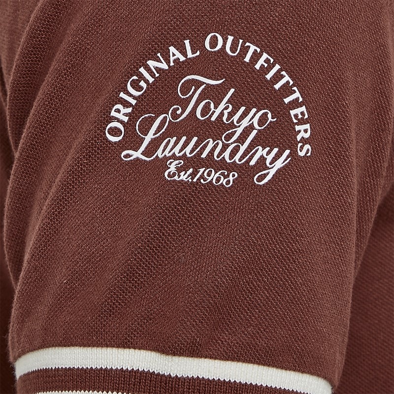 Tokyo Laundry Mens Gayle Polo Shirt Rum Raisin - Image 2