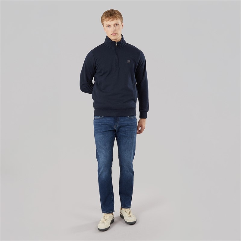 Tokyo Laundry Mens Diageo 1/4 Zip Sweatshirt Sky Captain Navy - Image 4