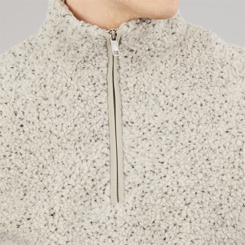 Tokyo Laundry Mens Tate Quarter Zip Fleece Beige - Image 5
