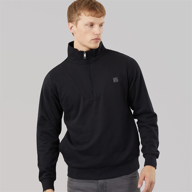 Tokyo Laundry Mens Diageo 1/4 Zip Sweatshirt Jet Black - Image 3