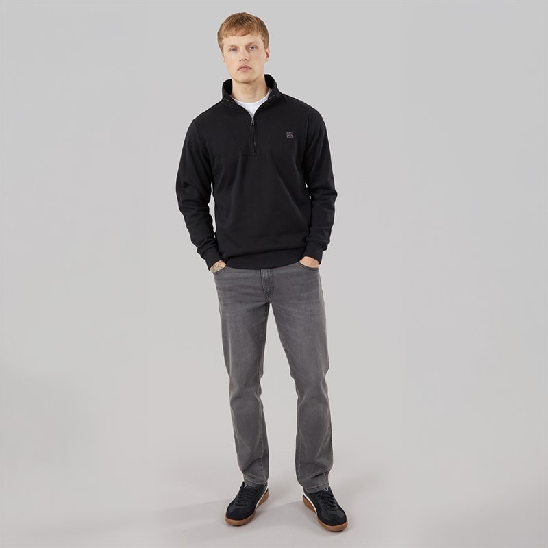 Tokyo Laundry Mens Diageo 1/4 Zip Sweatshirt Jet Black - Image 4