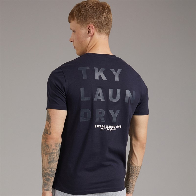 Tokyo Laundry Mens Johnstone T-Shirt Sky Captain Navy