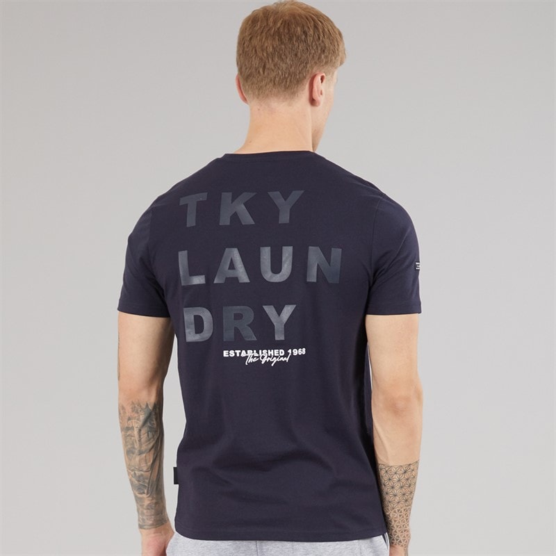Tokyo Laundry Mens Johnstone T-Shirt Sky Captain Navy - Image 3