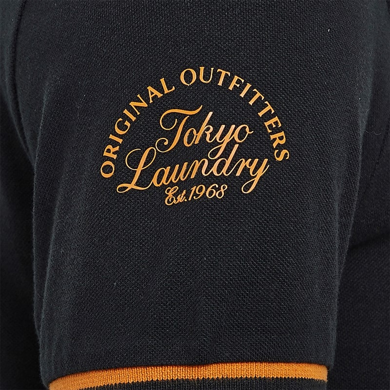 Tokyo Laundry Mens Gayle Polo Shirt Jet Black - Image 2