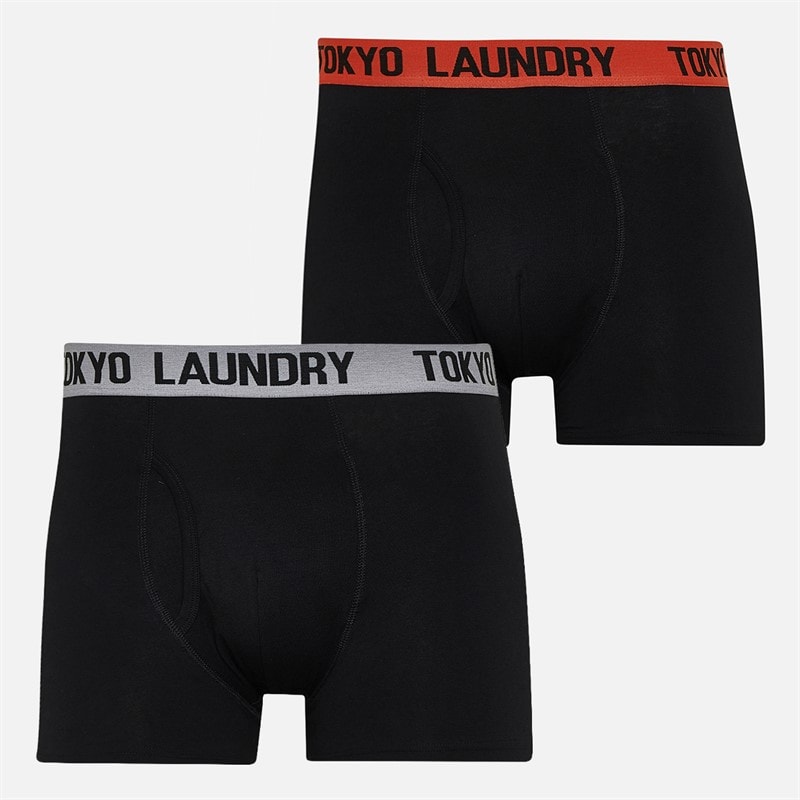 Tokyo Laundry Mens Winders 2 Two Pack Boxers Cherry Tomato/Light Grey Marl