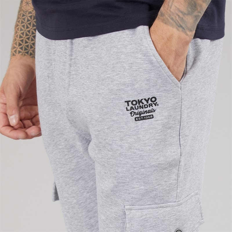 Tokyo Laundry Mens Collymore Joggers Light Grey Marl - Image 3