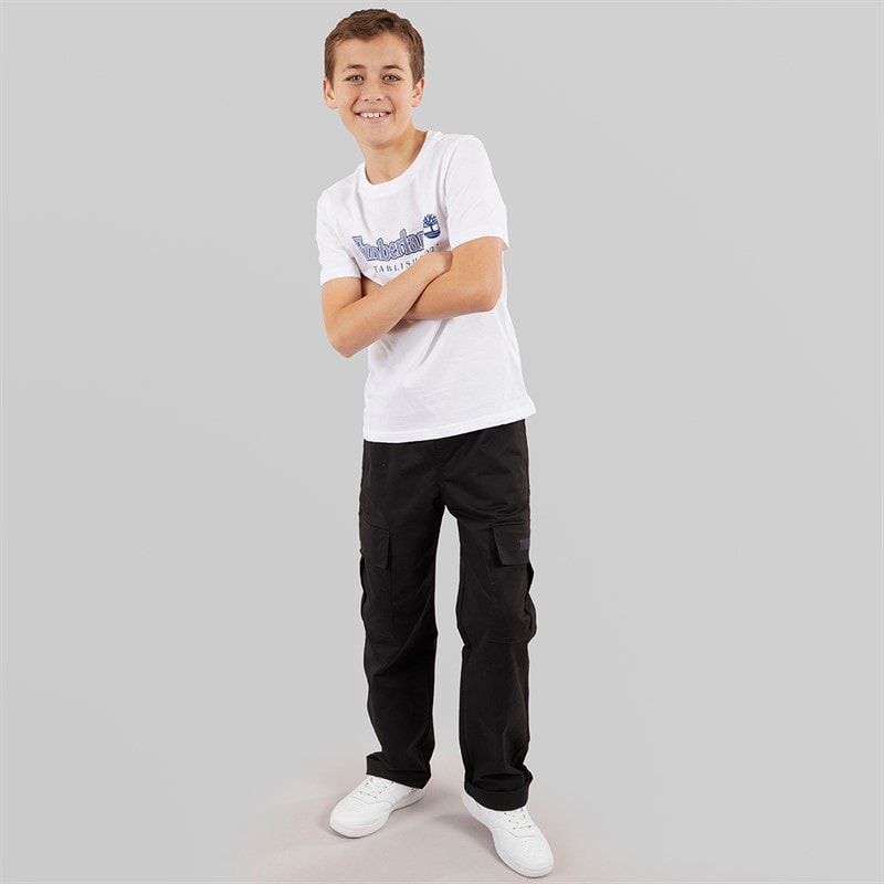 Timberland Boys Short Sleeve T-Shirt White/Navy - Image 3