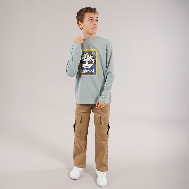 Timberland Boys Long Sleeve T-Shirt Silver Blue - Image 3