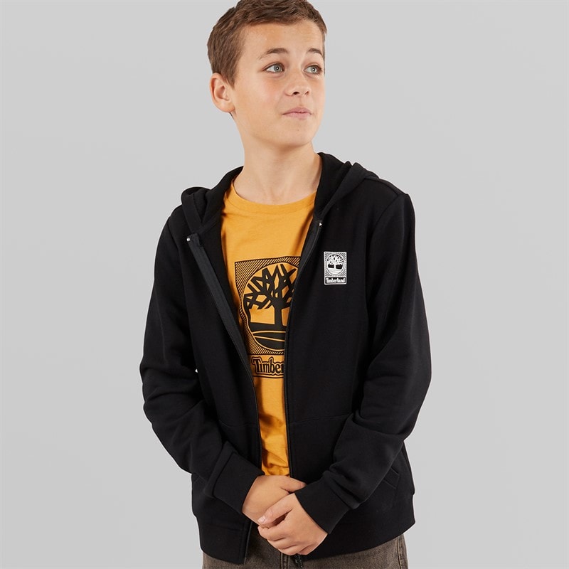 Timberland Boys Zip Through Hoodie Black Black - Image 1