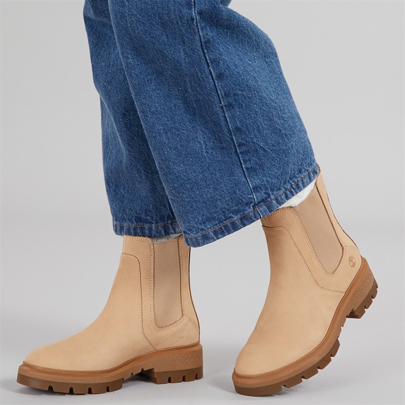 Timberland Womens Cortina Valley Mid Chelsea Boots Light Beige Nubuck - Image 1