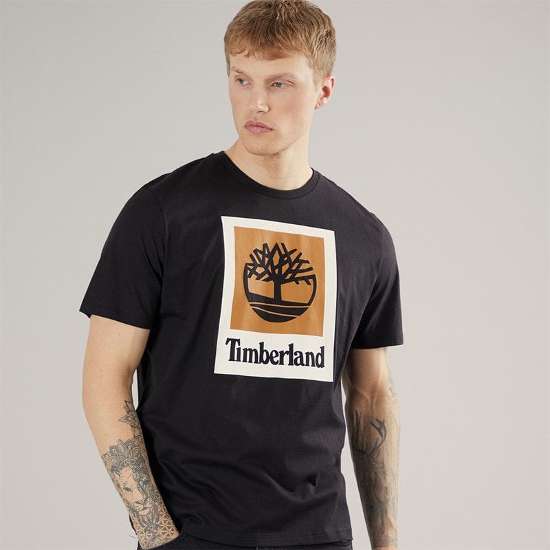 Timberland Mens Stack Logo T-Shirt Black