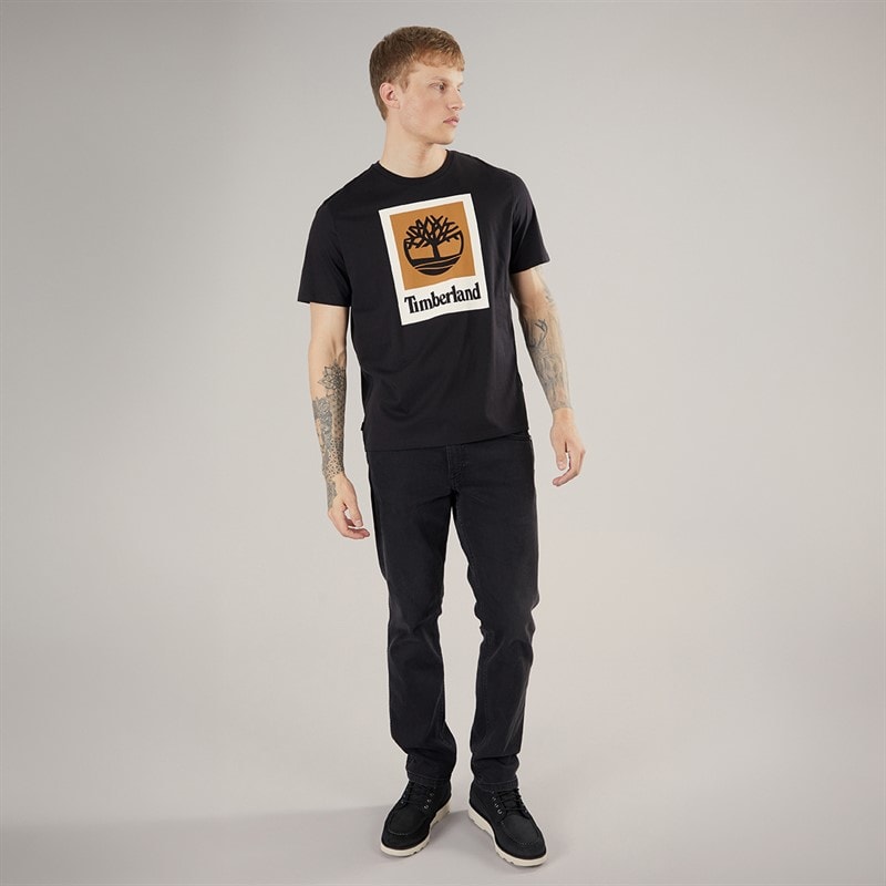 Timberland Mens Stack Logo T-Shirt Black - Image 3