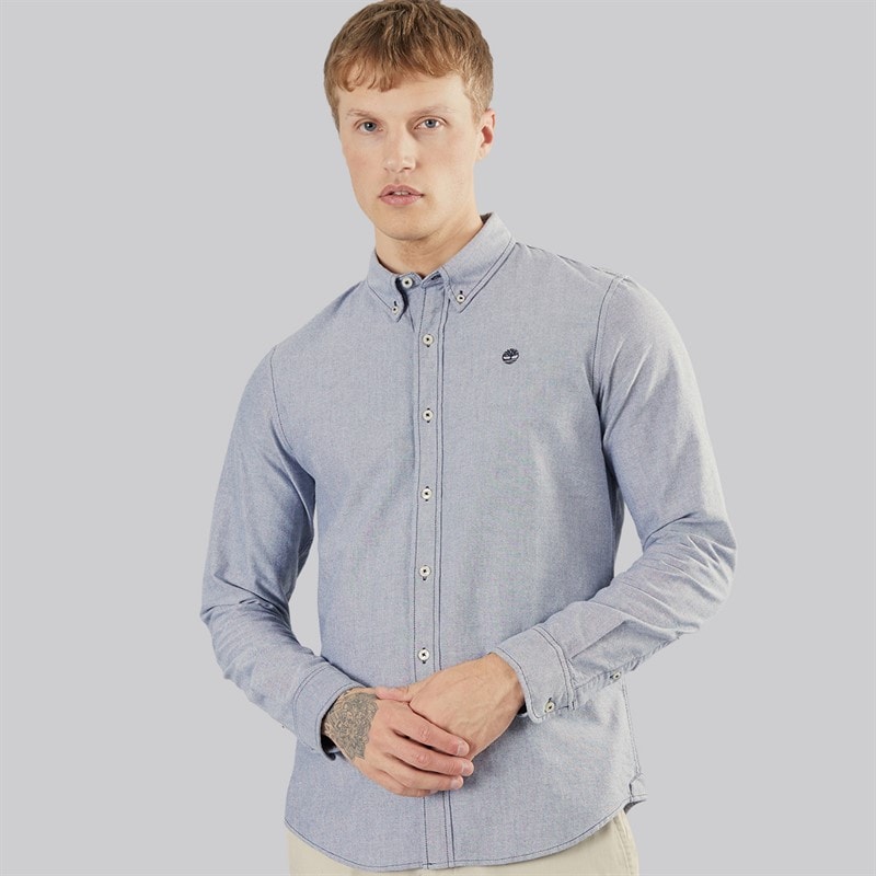 Timberland Mens Long Sleeve Oxford Shirt Dark Sapphire
