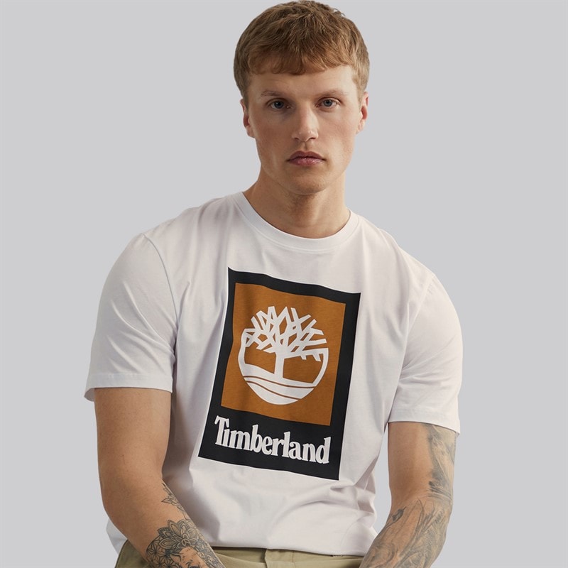 Timberland Mens Stack Logo T-Shirt White - Image 1