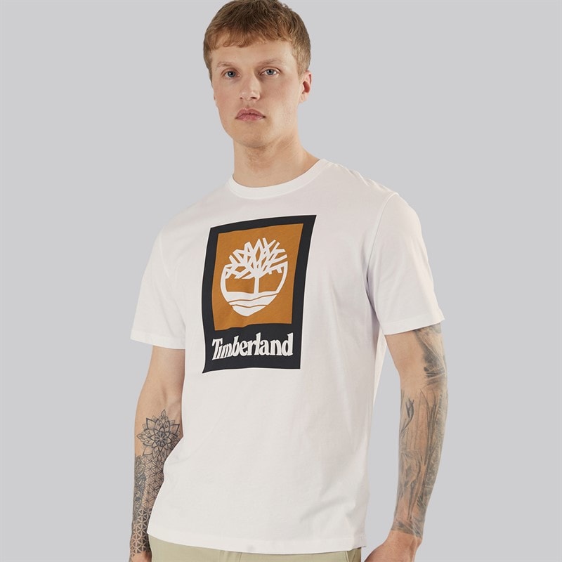 Timberland Mens Stack Logo T-Shirt White - Image 2