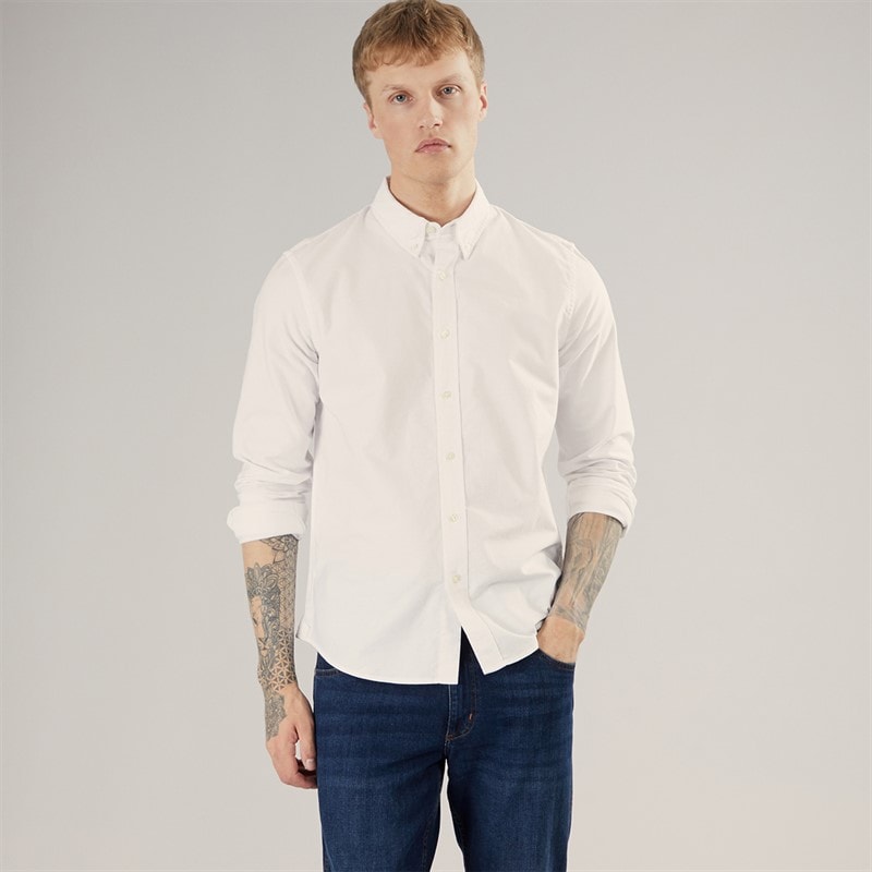 Timberland Mens Long Sleeve Oxford Shirt White - Image 5