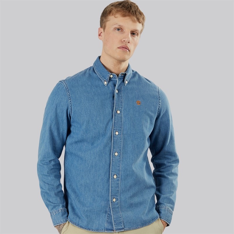 Timberland Mens Long Sleeve Denim Shirt Horizon Blue Wash