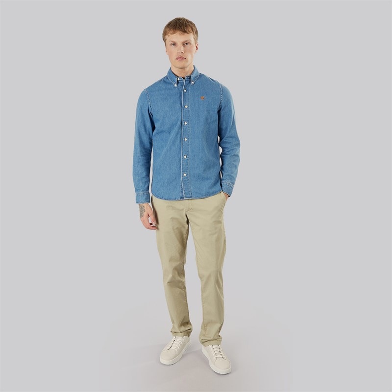 Timberland Mens Long Sleeve Denim Shirt Horizon Blue Wash - Image 4