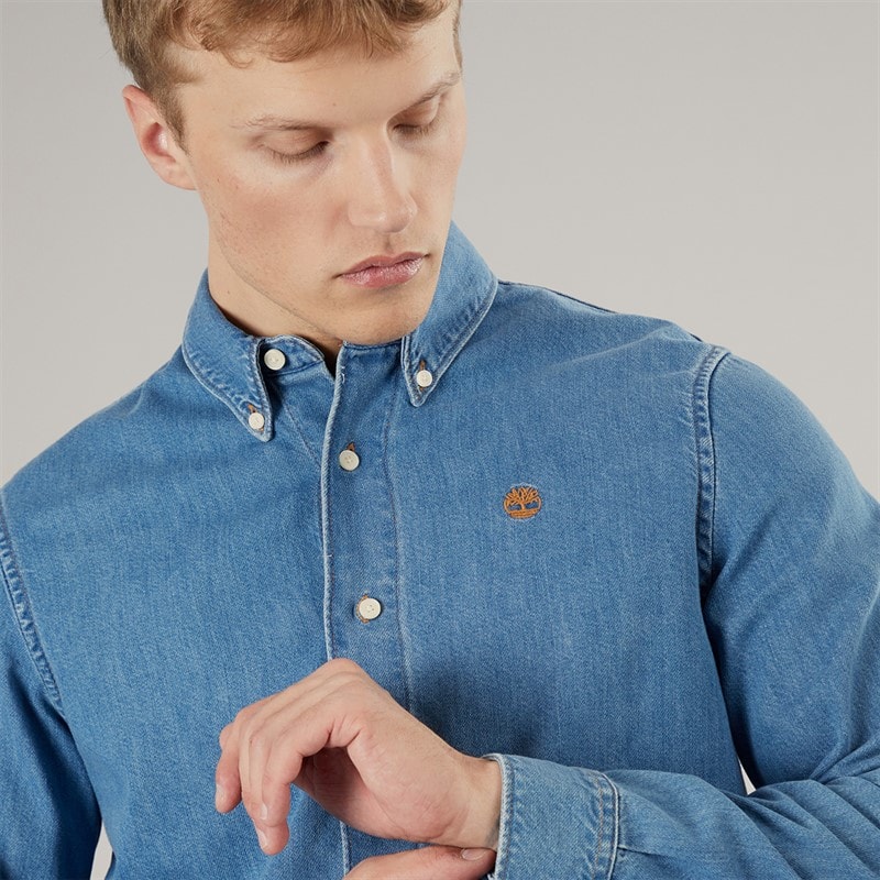 Timberland Mens Long Sleeve Denim Shirt Horizon Blue Wash - Image 5