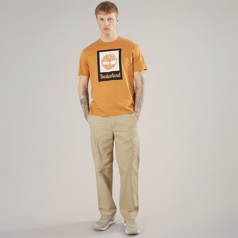 Timberland Mens Stack Logo T-Shirt Wheat Boot - Image 3