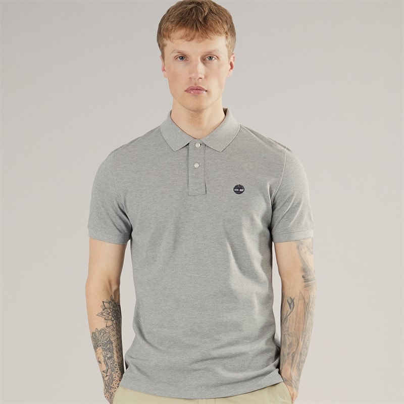 Timberland Mens Millers River Pique Polo Shirt Medium Grey Heather