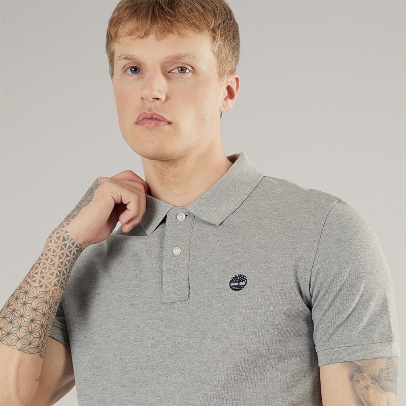 Timberland Mens Millers River Pique Polo Shirt Medium Grey Heather - Image 3