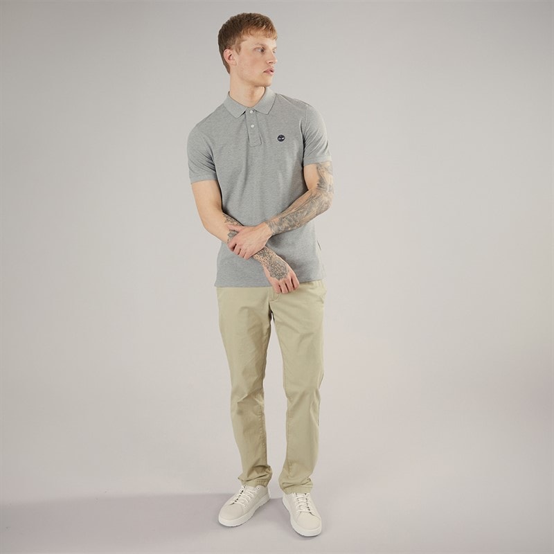 Timberland Mens Millers River Pique Polo Shirt Medium Grey Heather - Image 4