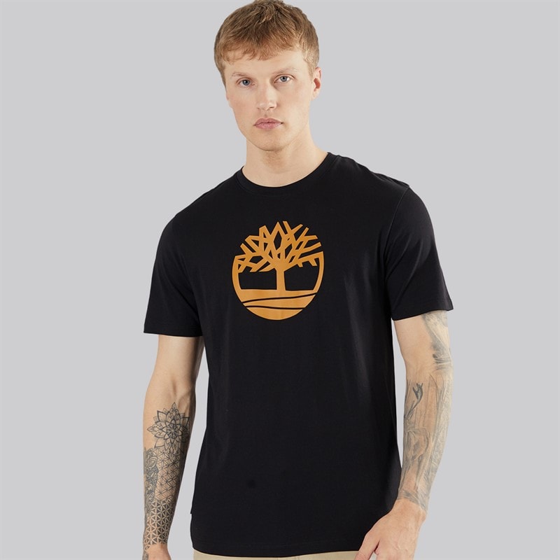 Timberland Mens Kennebec River Tree Logo T-Shirt Black/Wheat Boot