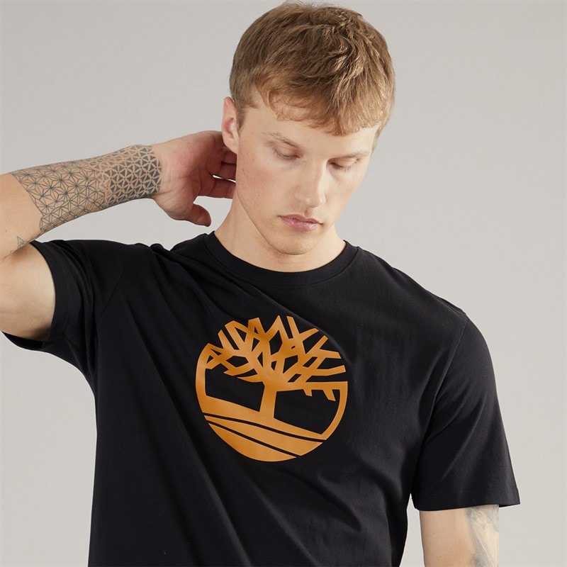 Timberland Mens Kennebec River Tree Logo T-Shirt Black/Wheat Boot - Image 3