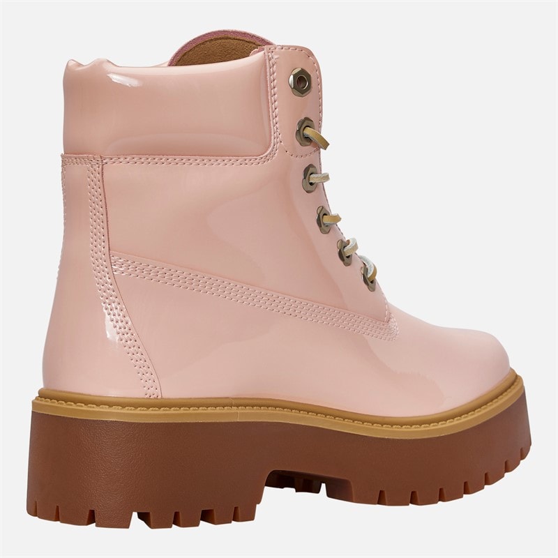 Timberland Womens 6 Inch Waterproof Lace Up Boots Light Pink Patent Leather - Image 4