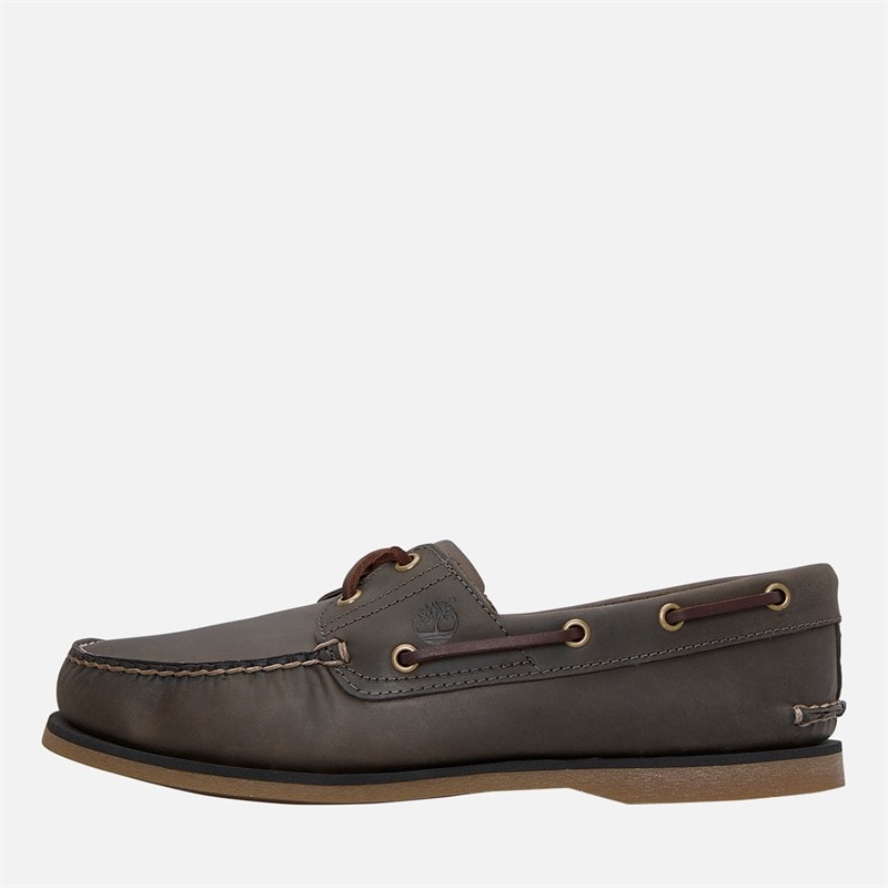 Timberland Mens Classic Boat Shoes Medium Grey Full Grain