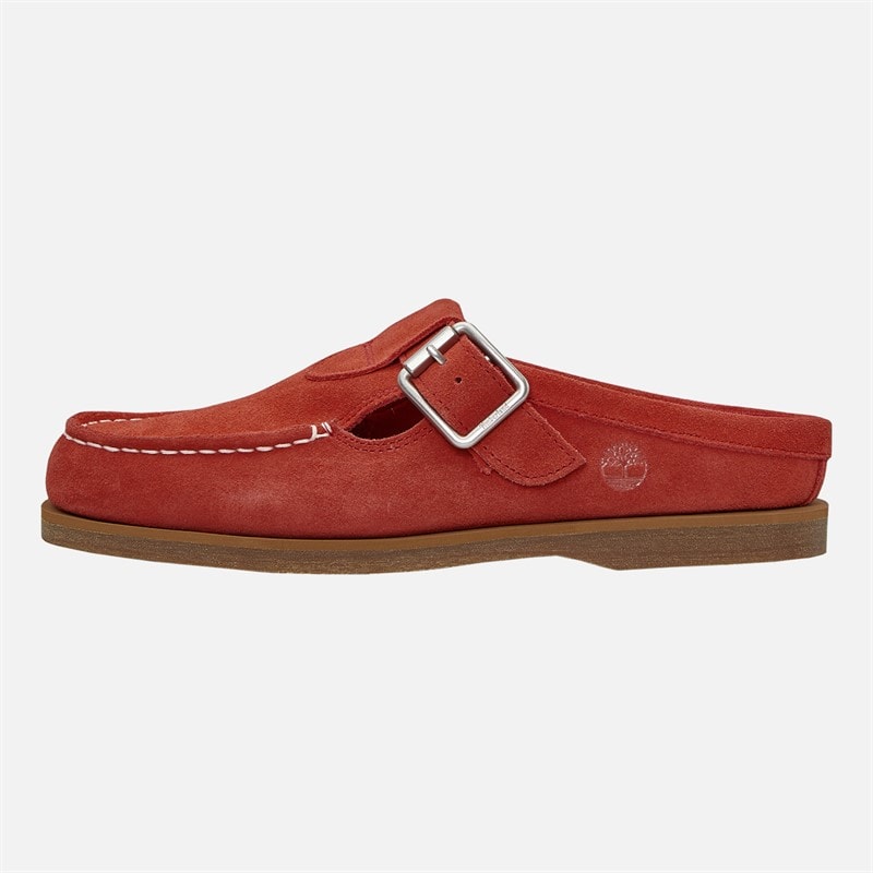 Timberland Womens Buckle Clogs Medium Red Suede - Image 1