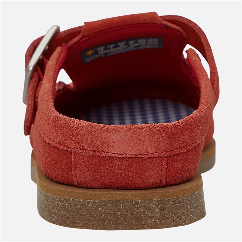 Timberland Womens Buckle Clogs Medium Red Suede - Image 3