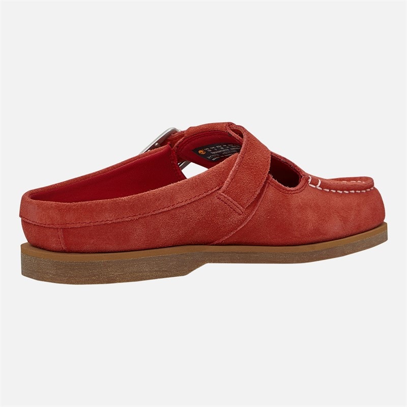 Timberland Womens Buckle Clogs Medium Red Suede - Image 5