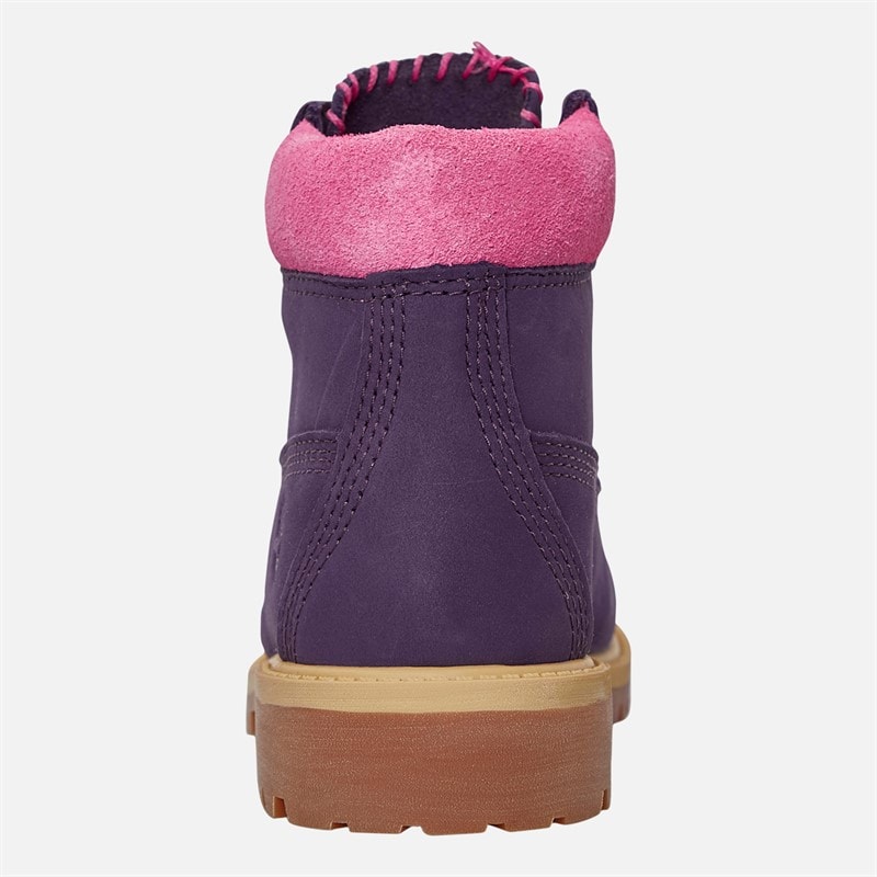 Timberland Girls Junior 6 Inch Waterproof Lace Up Boots Dark Purple Nubuck/Light Pink Dk Purple Nubuck W Ltpink - Image 3