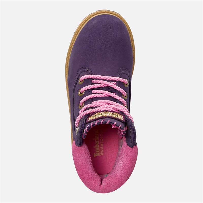 Timberland Girls Junior 6 Inch Waterproof Lace Up Boots Dark Purple Nubuck/Light Pink Dk Purple Nubuck W Ltpink - Image 4