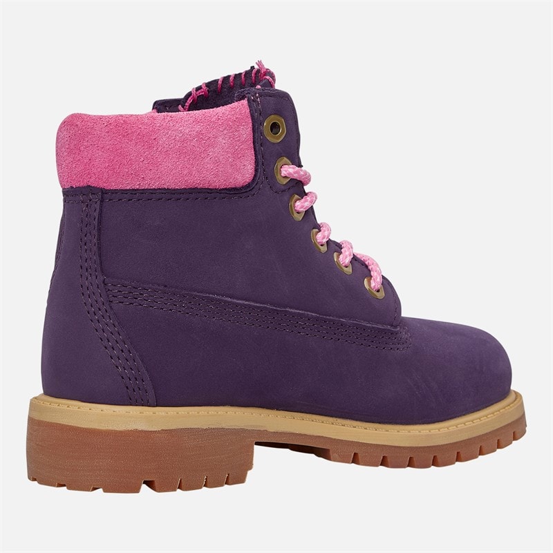 Timberland Girls Junior 6 Inch Waterproof Lace Up Boots Dark Purple Nubuck/Light Pink Dk Purple Nubuck W Ltpink - Image 5