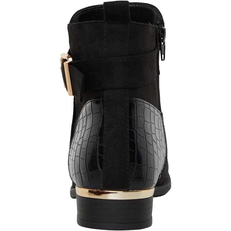 Truffle Collection Womens Hat Ankle Boots Black Microfibre - Image 3