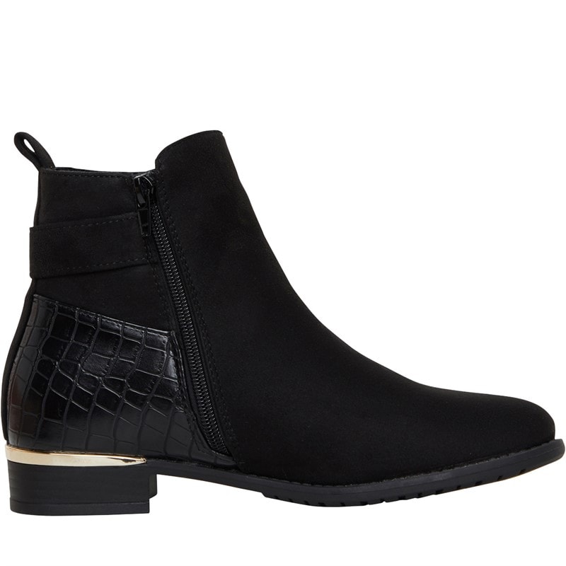 Truffle Collection Womens Hat Ankle Boots Black Microfibre - Image 4