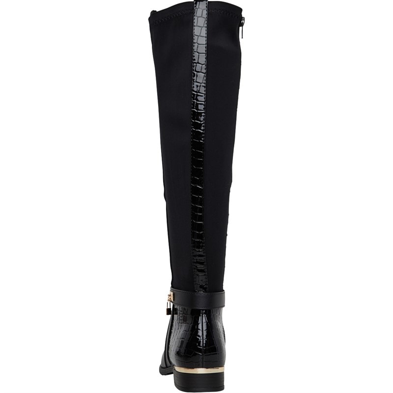 Truffle Collection Womens Hat Knee High Boots Black PU - Image 3