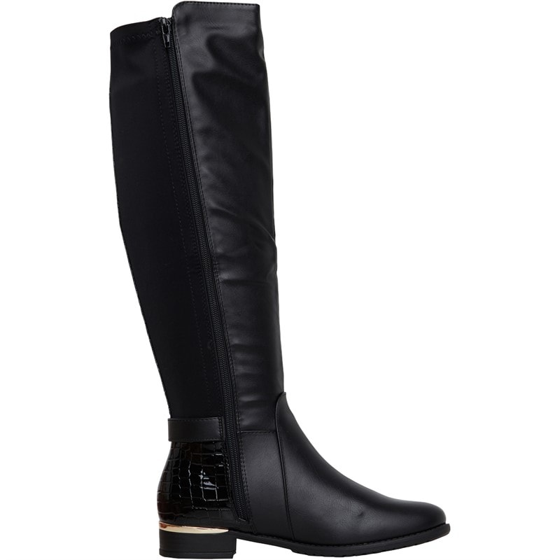 Truffle Collection Womens Hat Knee High Boots Black PU - Image 4