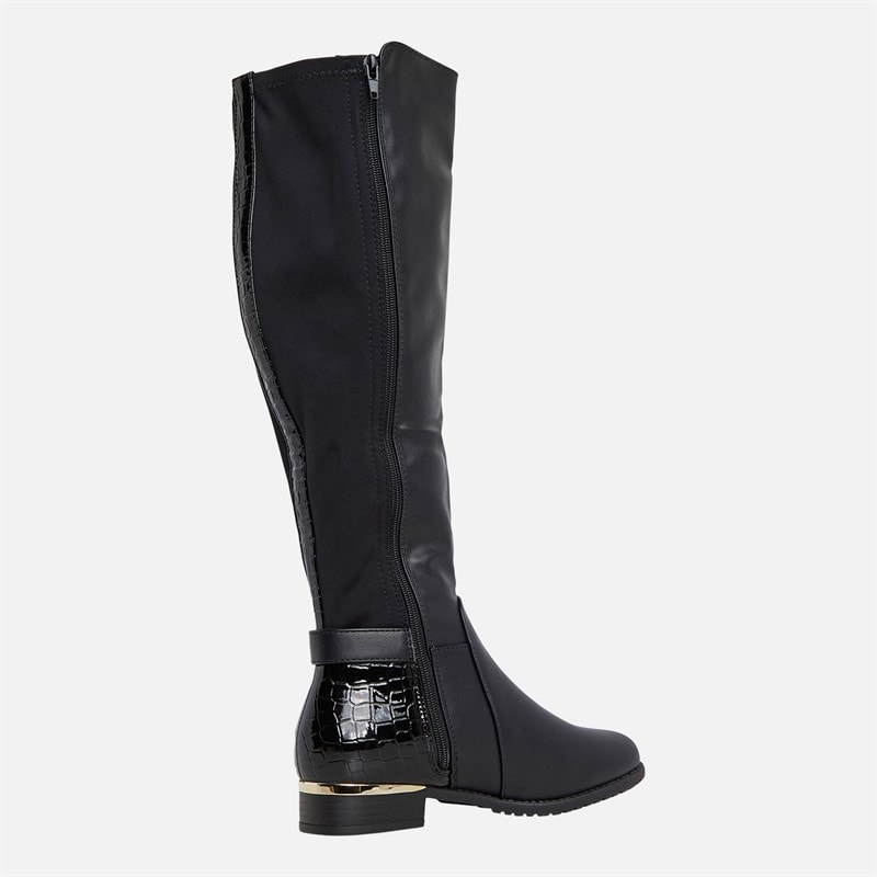 Truffle Collection Womens Hat Knee High Boots Black PU - Image 5