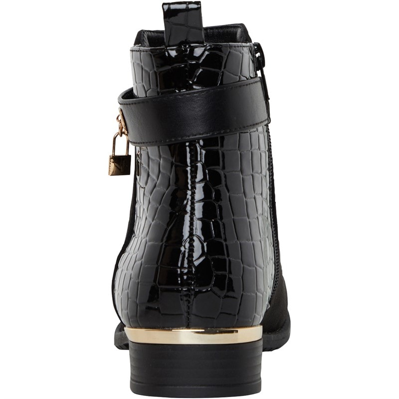 Truffle Collection Womens Hat Ankle Boots Black Microfibre - Image 3